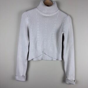 Sincerely Jules Crop Top Turtleneck Ribbed Knit‎ Fitted Sweater Pullover Large